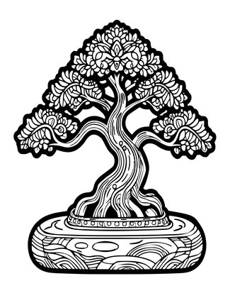 Bonsai and Rock - Free printable coloring page