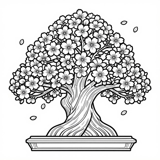 Flowering Cherry - Free printable coloring page