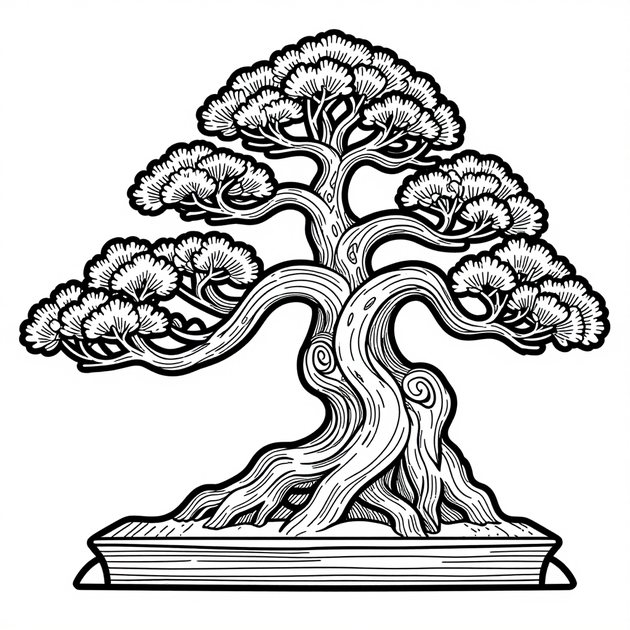 Maple Bonsai - Free printable coloring page