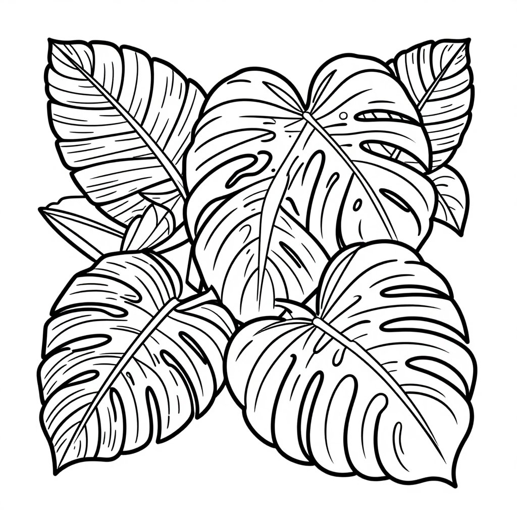 Tropical Leaves - free printable coloring page
