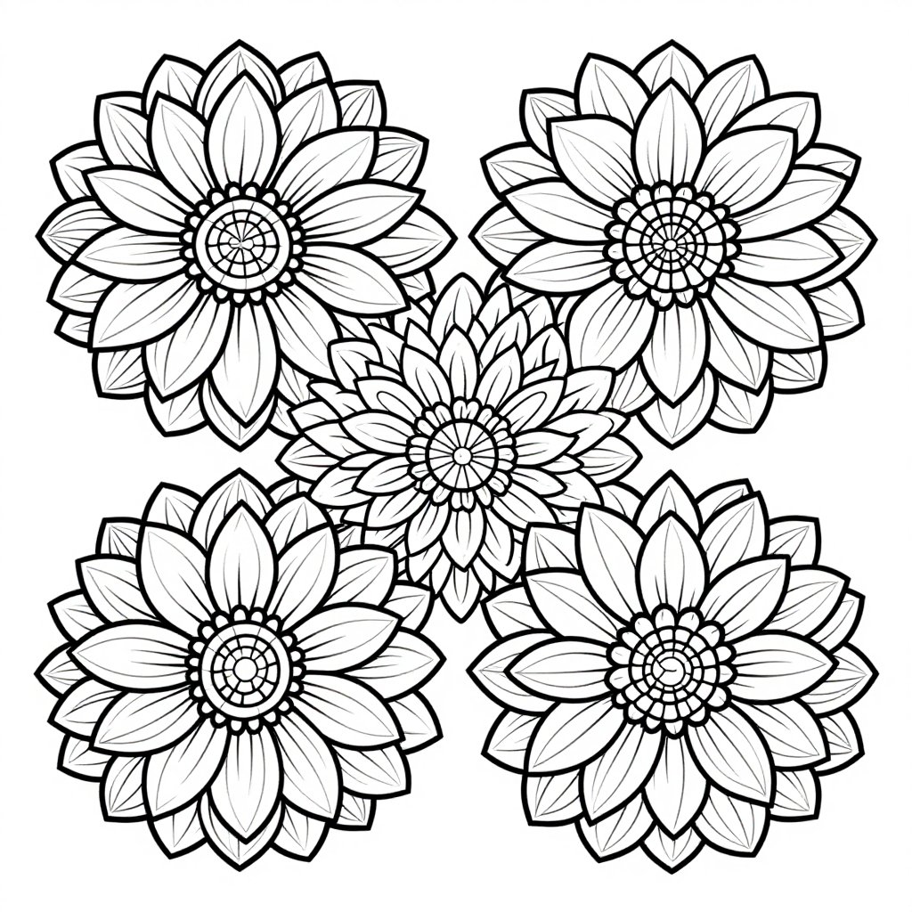 Dahlia Pattern - free printable coloring page