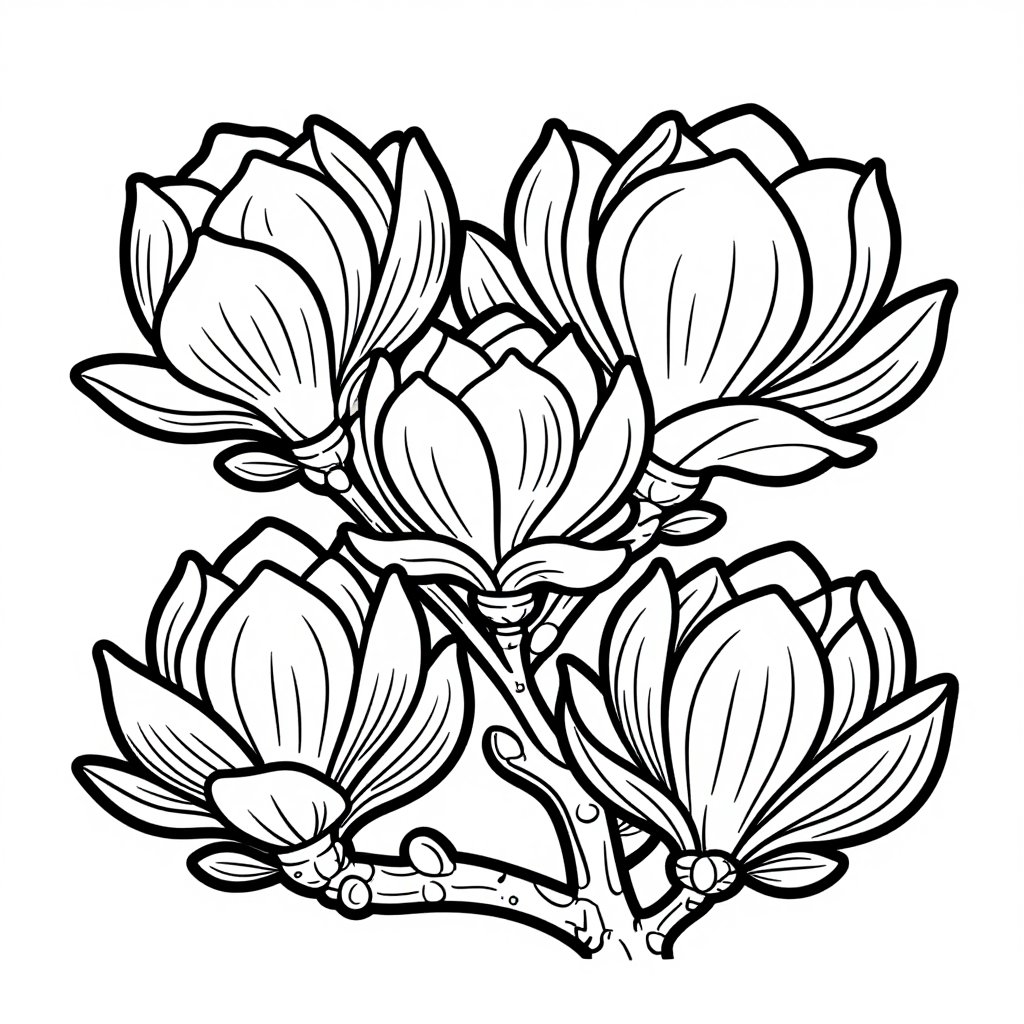 Magnolia Tree - free printable coloring page