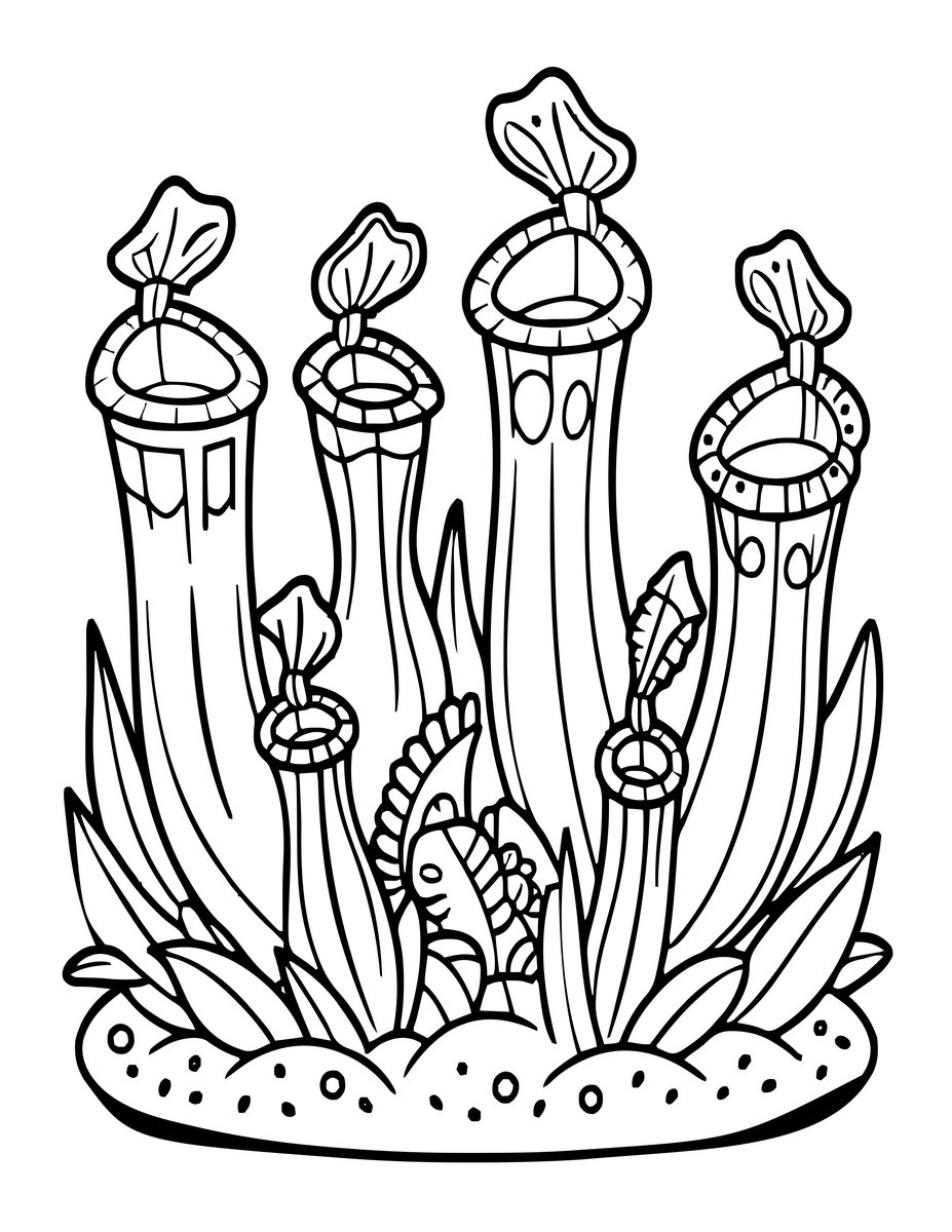 Pitcher Plants - free printable coloring page