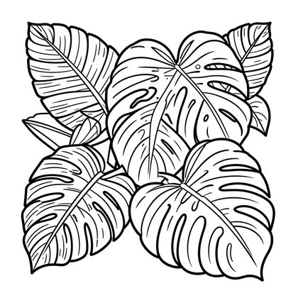 Tropical Leaves - Free printable coloring page