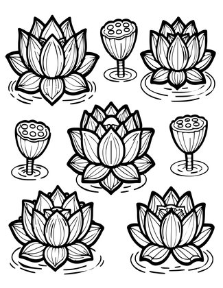 Lotus Pool - Free printable coloring page