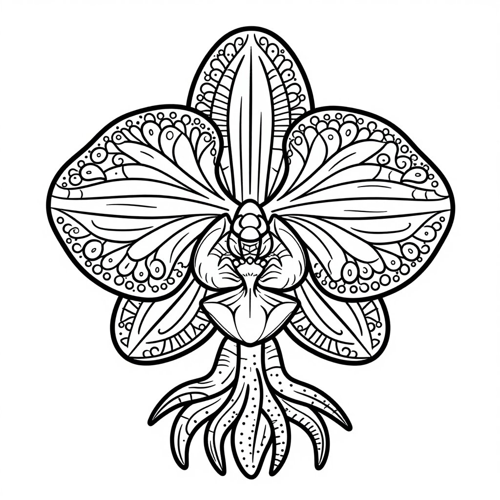 Orchid Plate - free printable coloring page