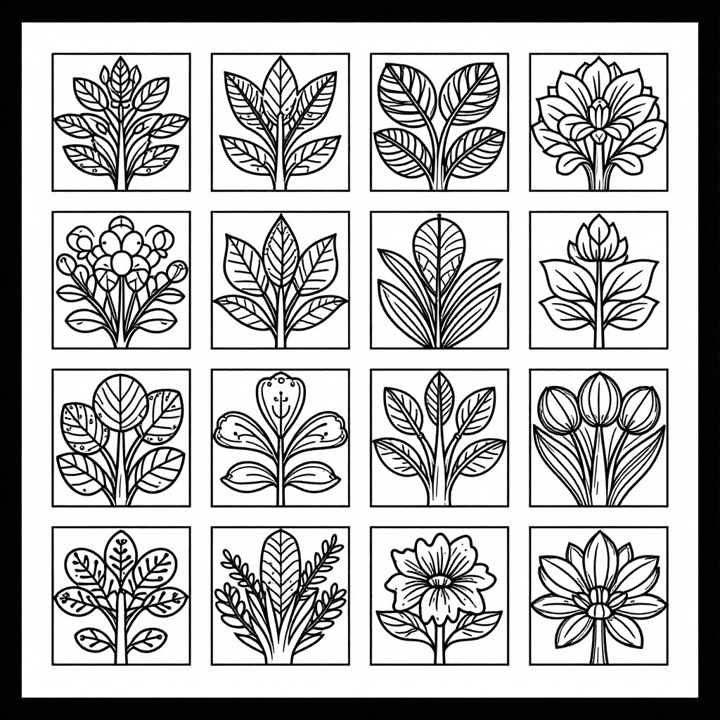 Vine Study - free printable coloring page