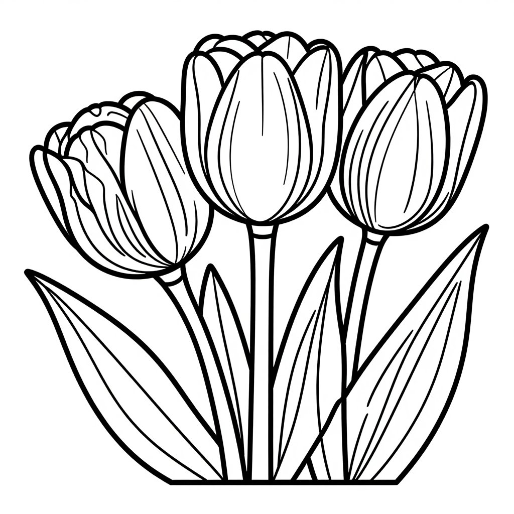 Tulip Study - free printable coloring page