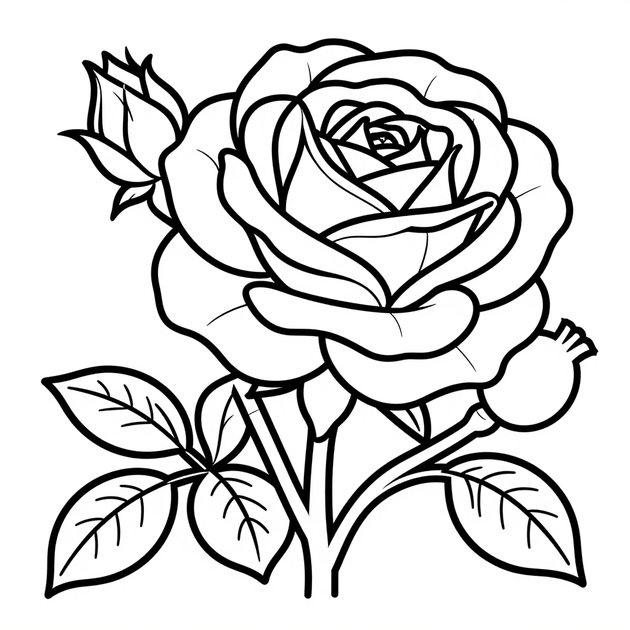 Rose Study - Free printable coloring page