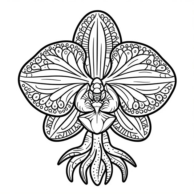 Orchid Plate - Free printable coloring page