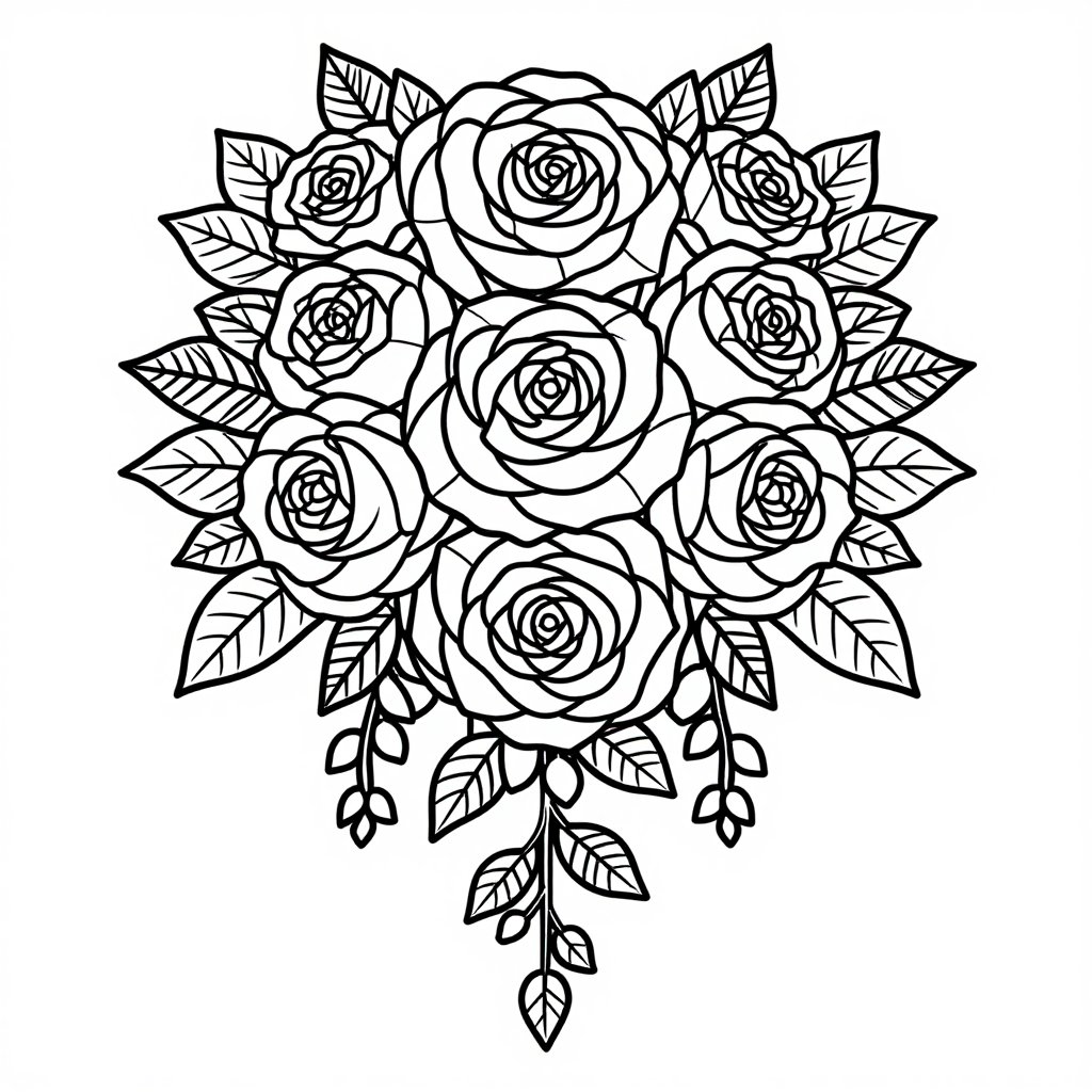 Bridal Bouquet - free printable coloring page