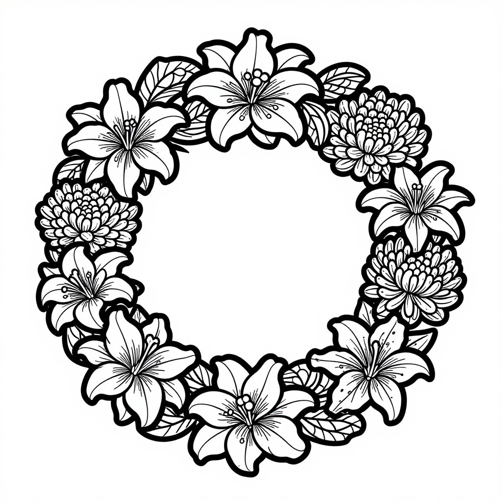 Funeral Wreath - free printable coloring page