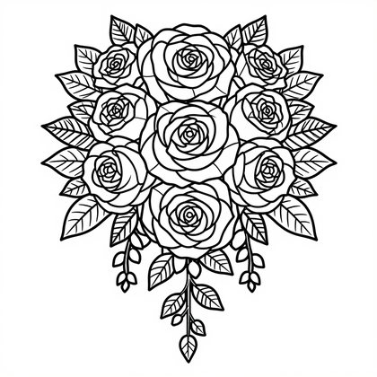 Bridal Bouquet - Free printable coloring page