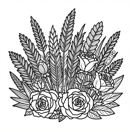 Rose Arrangement - Free printable coloring page