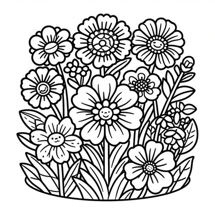 Wildflower Bunch - Free printable coloring page