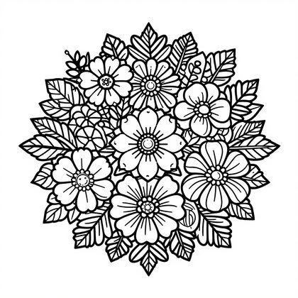Posy Bouquet - Free printable coloring page