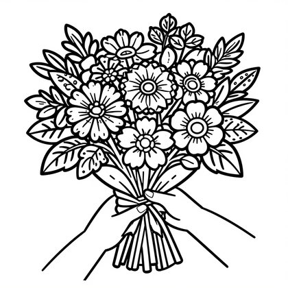 Hand-Tied Bouquet - Free printable coloring page