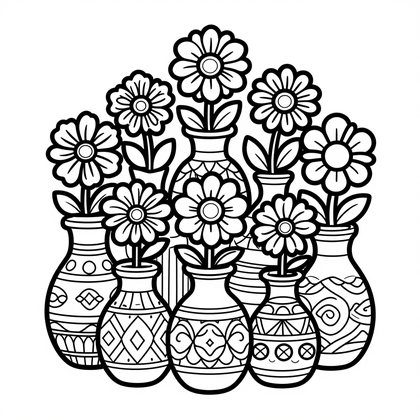 Bud Vase Collection - Free printable coloring page