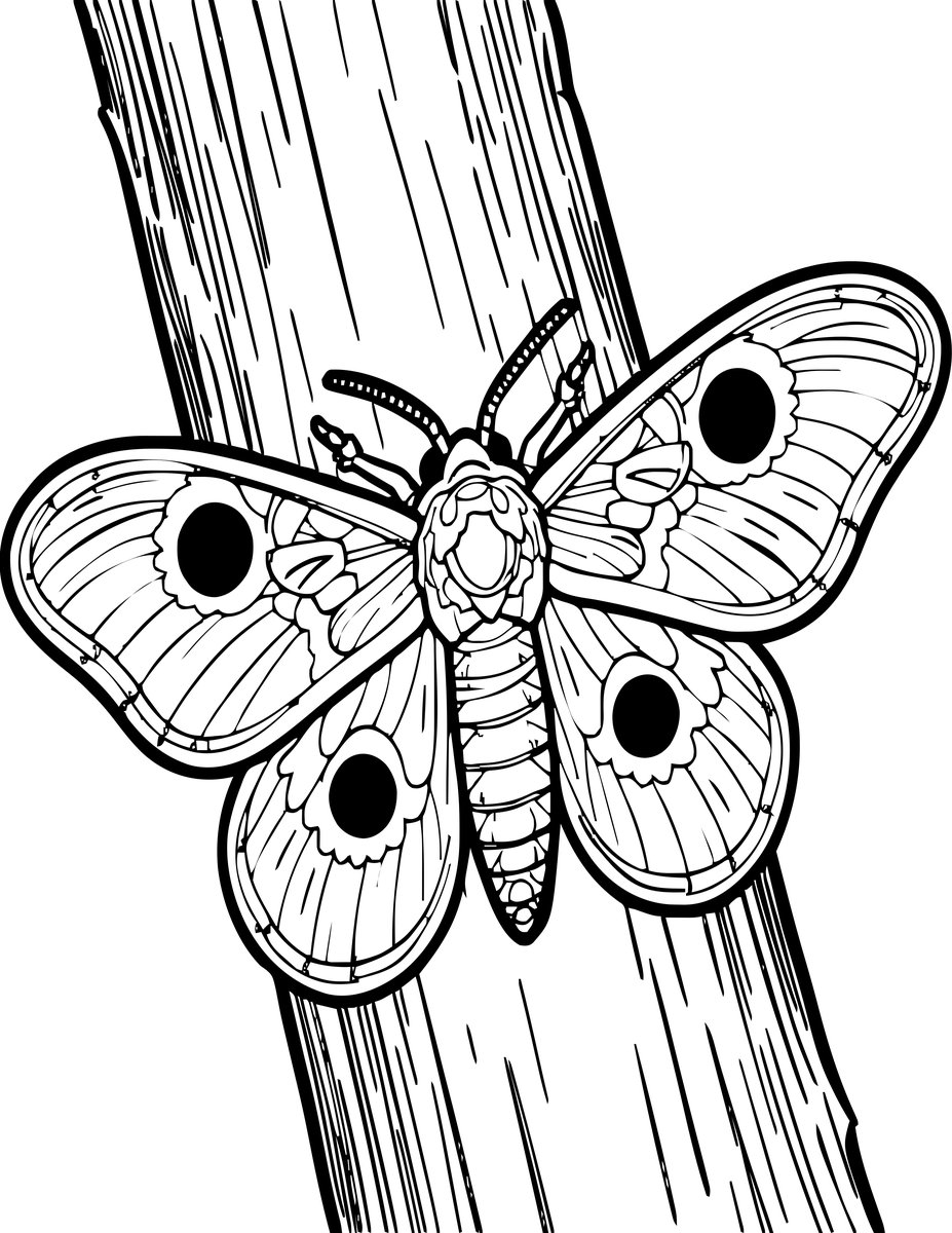 Polyphemus Moth - free printable coloring page