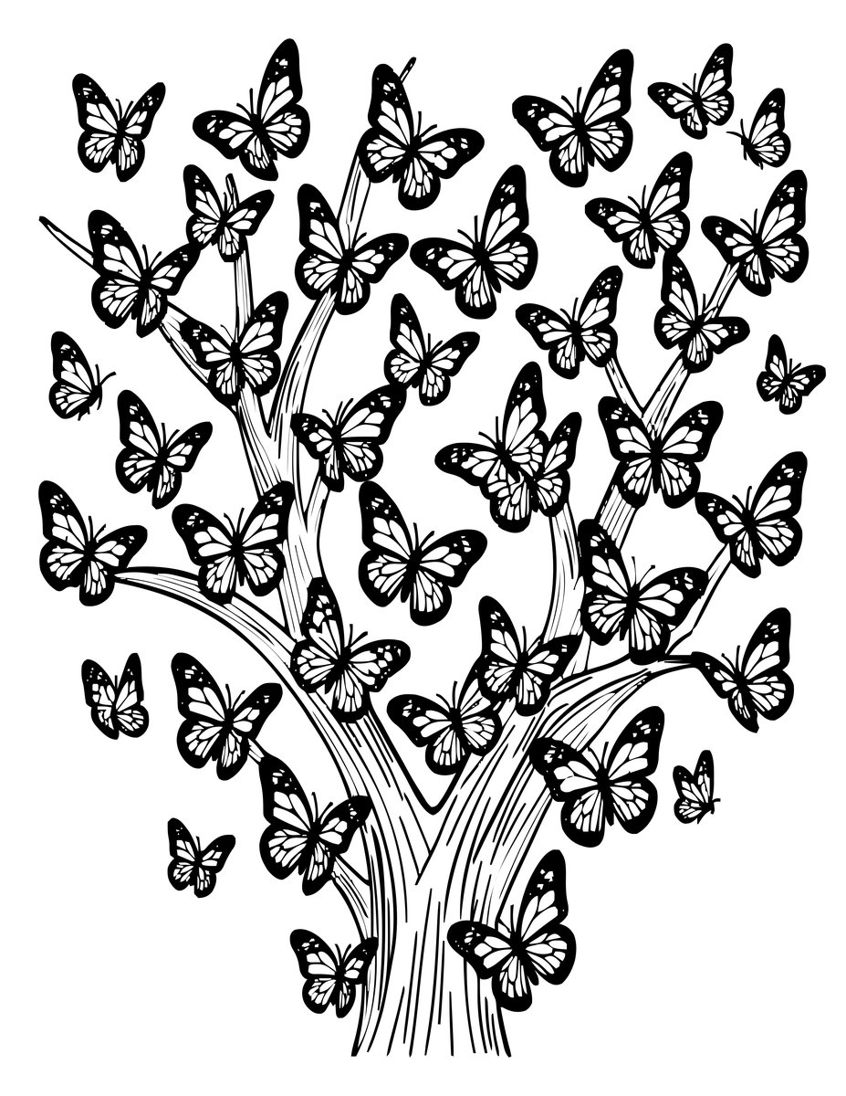 Butterfly Migration - free printable coloring page