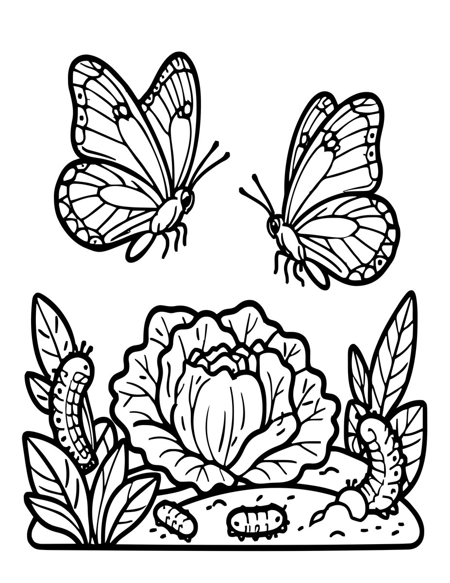 Cabbage White - free printable coloring page