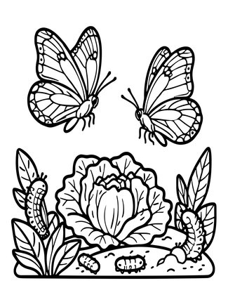 Cabbage White - Free printable coloring page