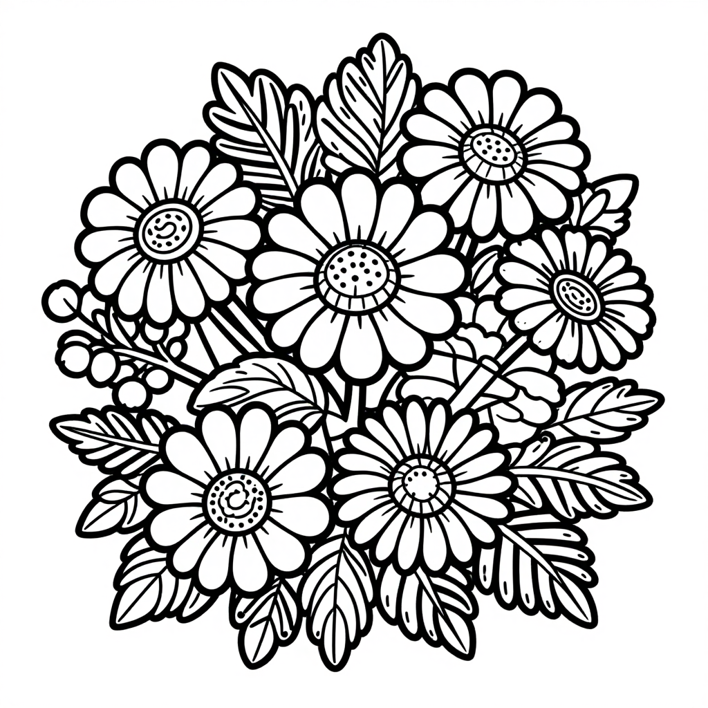Calendula Chamomile coloring pages collection - 30 free printable pages