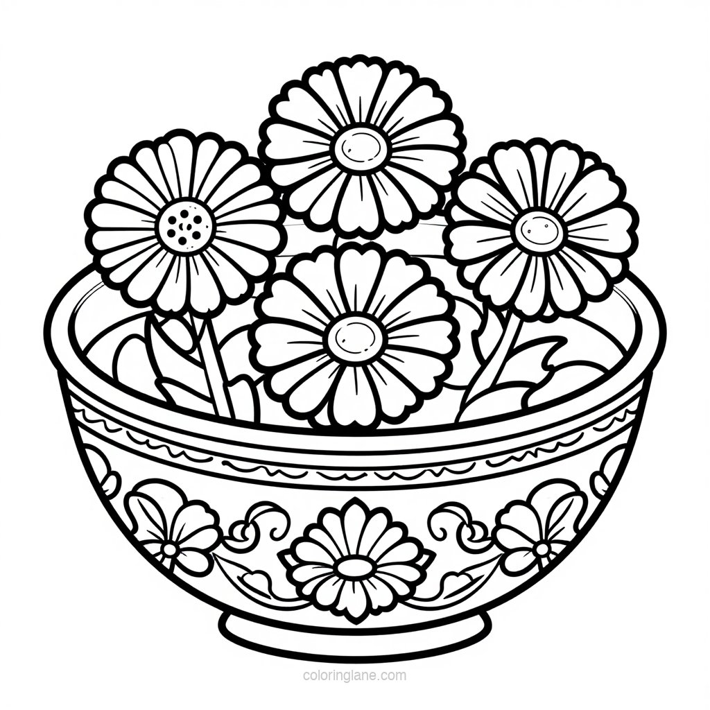 Bee on Chamomile - free printable coloring page