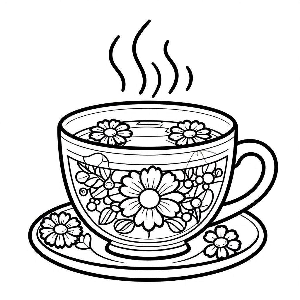 Herbal Tea Cup - free printable coloring page