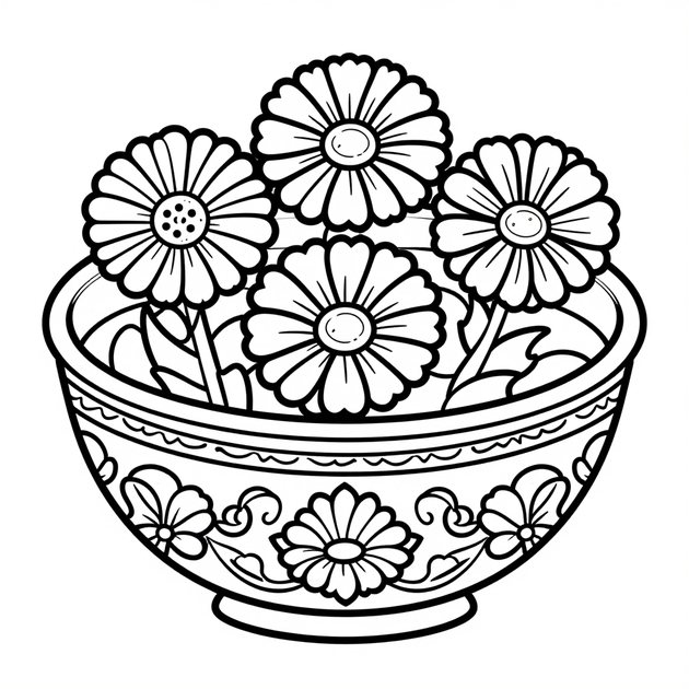 Bee on Chamomile - Free printable coloring page