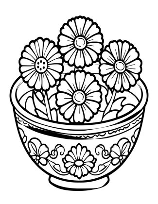 Floating Flowers - Free printable coloring page