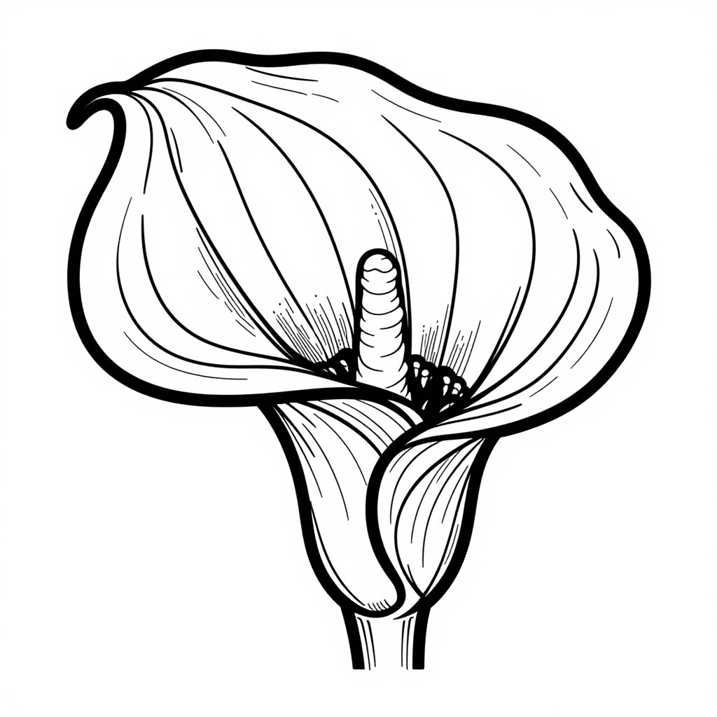 White Calla Lily - free printable coloring page