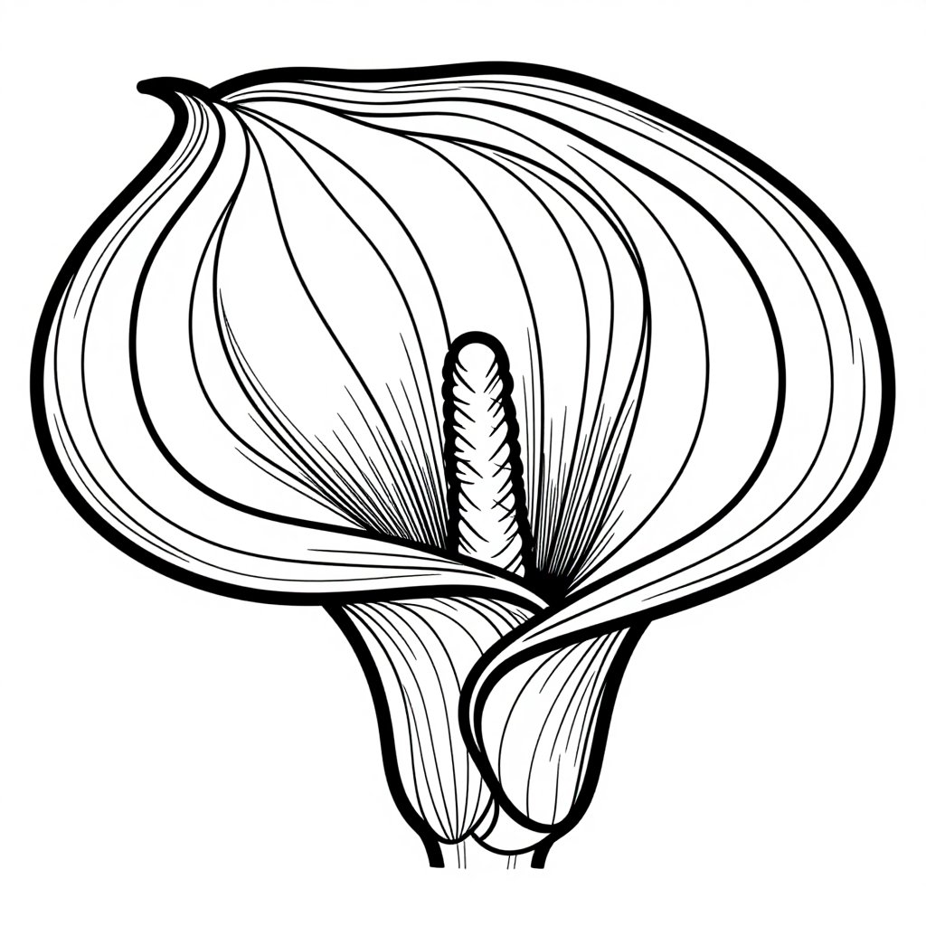 Calla Lily and Rain - free printable coloring page