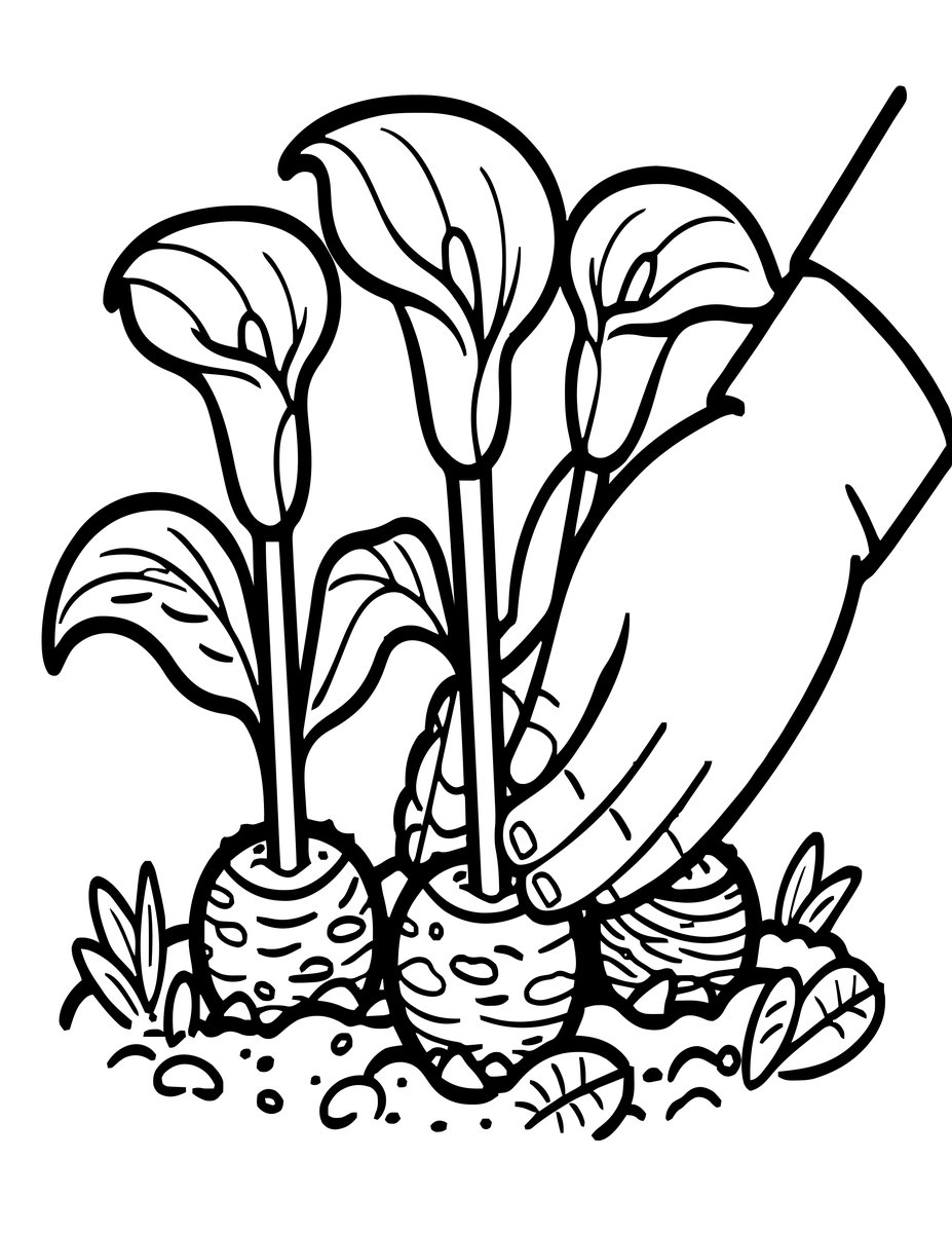 Calla Lily Planting - free printable coloring page