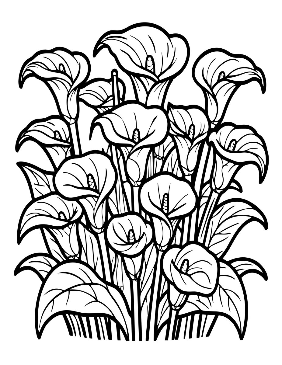 Calla Lily Field - free printable coloring page