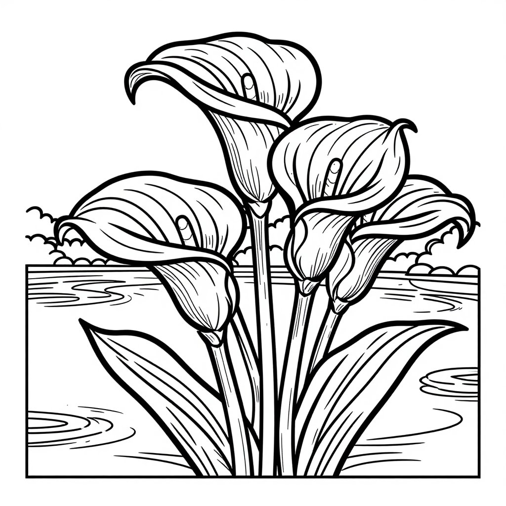 Calla Lily Bouquet - free printable coloring page