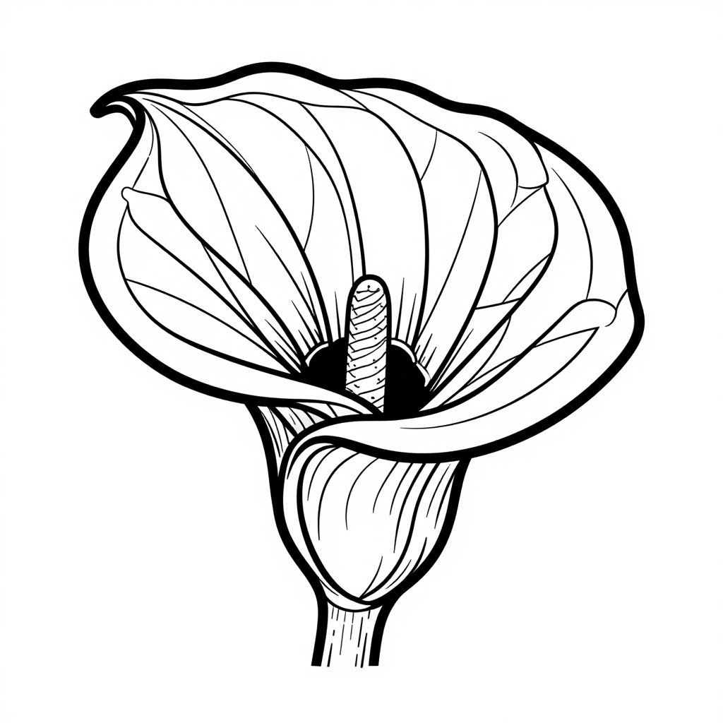 Calla Lily in Vase - free printable coloring page