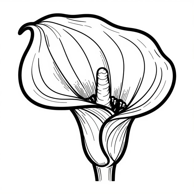 White Calla Lily - Free printable coloring page