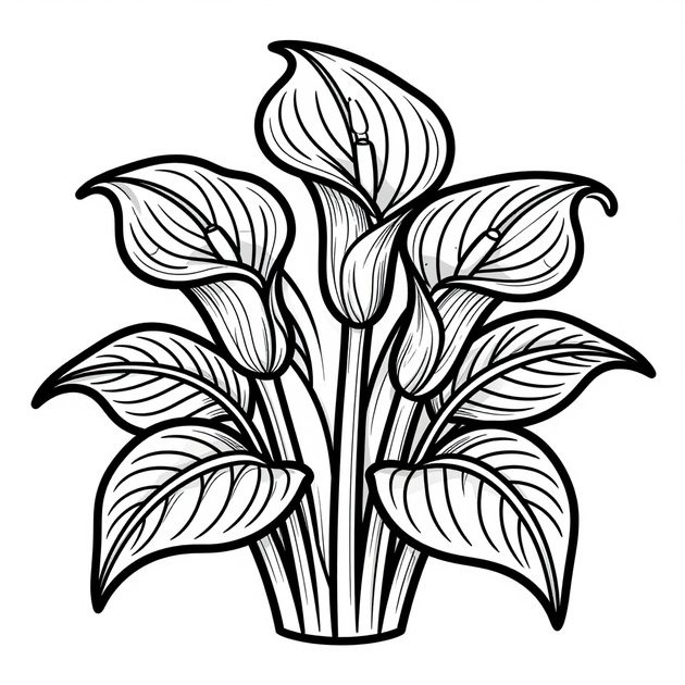 Calla Lily Unfurling - Free printable coloring page