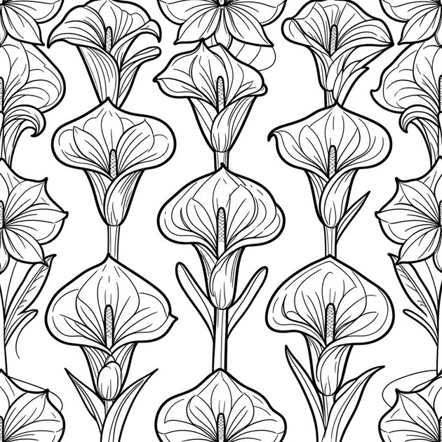 Calla Lily Leaves - Free printable coloring page