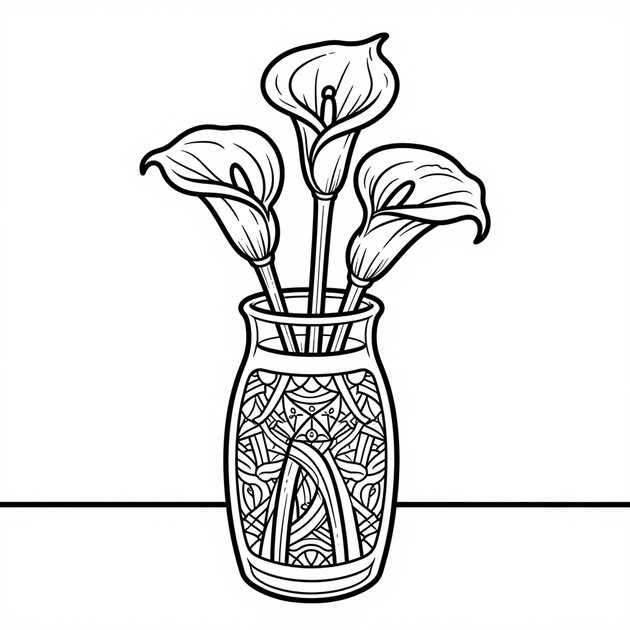 Calla Lily Garden - Free printable coloring page