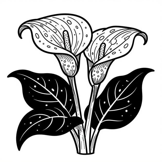 Calla Lily in Water - Free printable coloring page