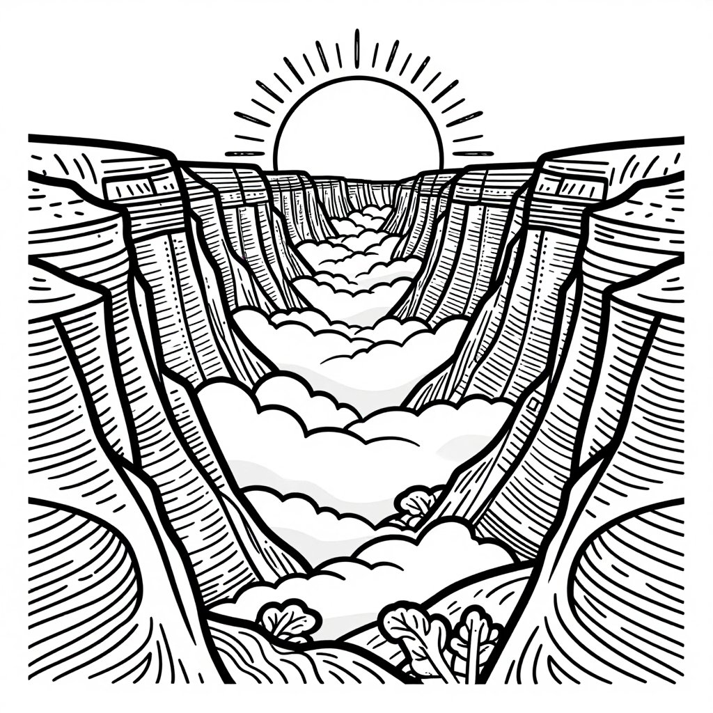 Grand Canyon Rim - free printable coloring page