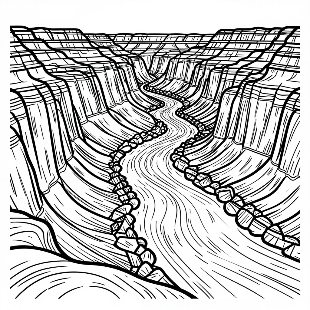 Slot Canyon - free printable coloring page