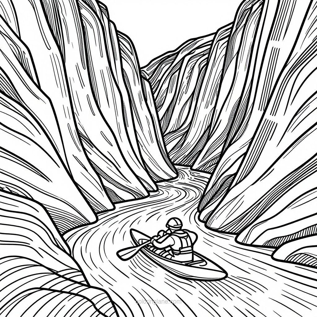 Canyon at Night - free printable coloring page