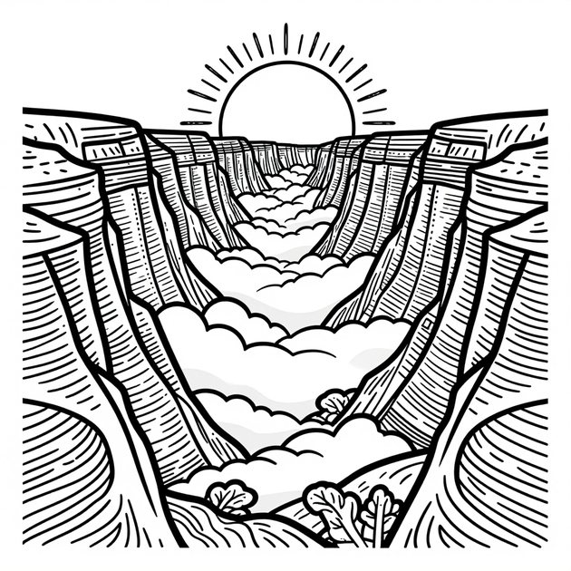 Grand Canyon Rim - Free printable coloring page