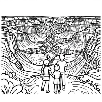 Canyon at Night - Free printable coloring page