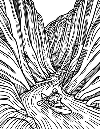 Kayak River - Free printable coloring page