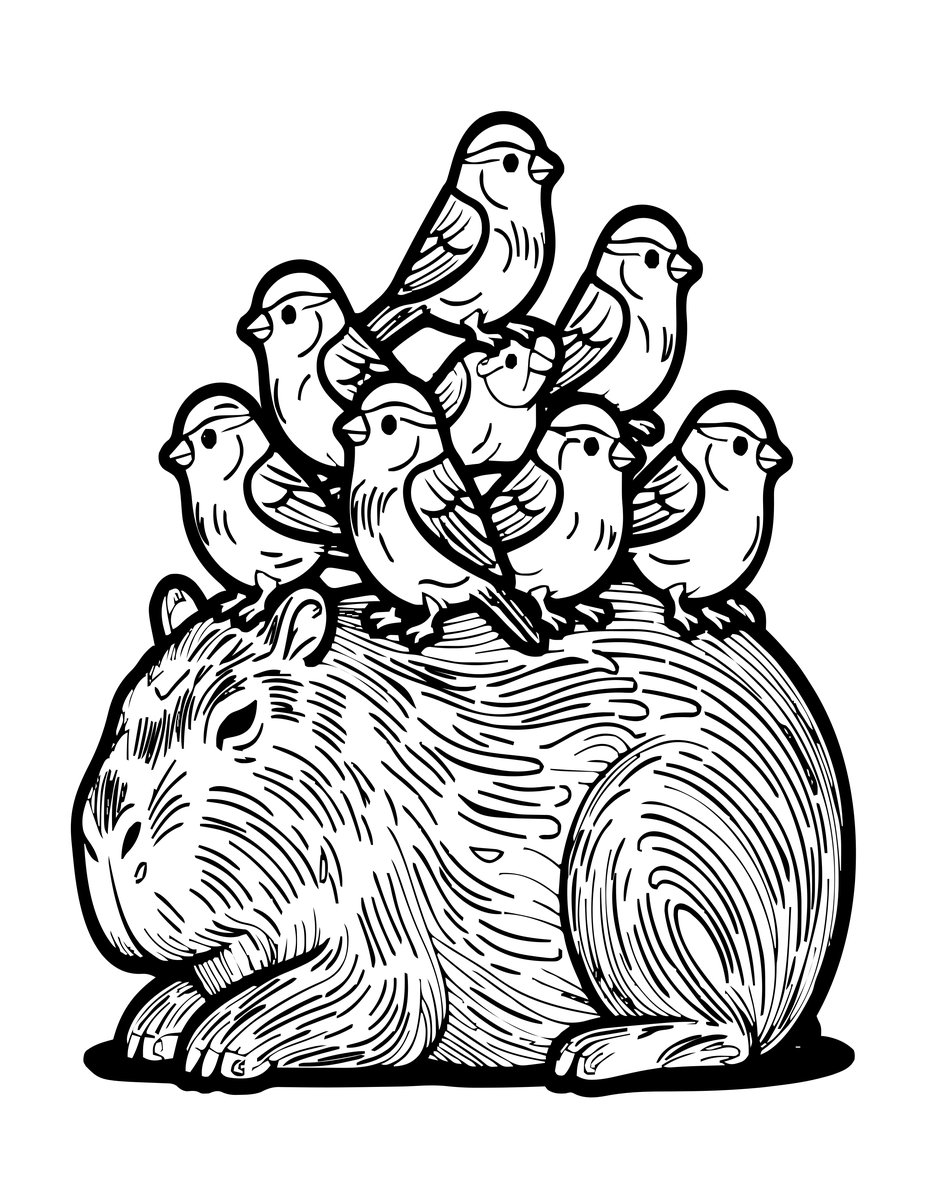 Sparrow Stack - free printable coloring page