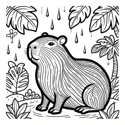 Capybara Café - Free printable coloring page